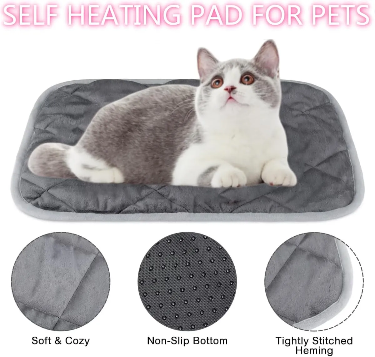 Thermal Mat Reflective Pet Heat Pad Self Heating Pad Non-Slip Washable Self Heating Mat for Indoor Dogs and Cats 27.5"x19"