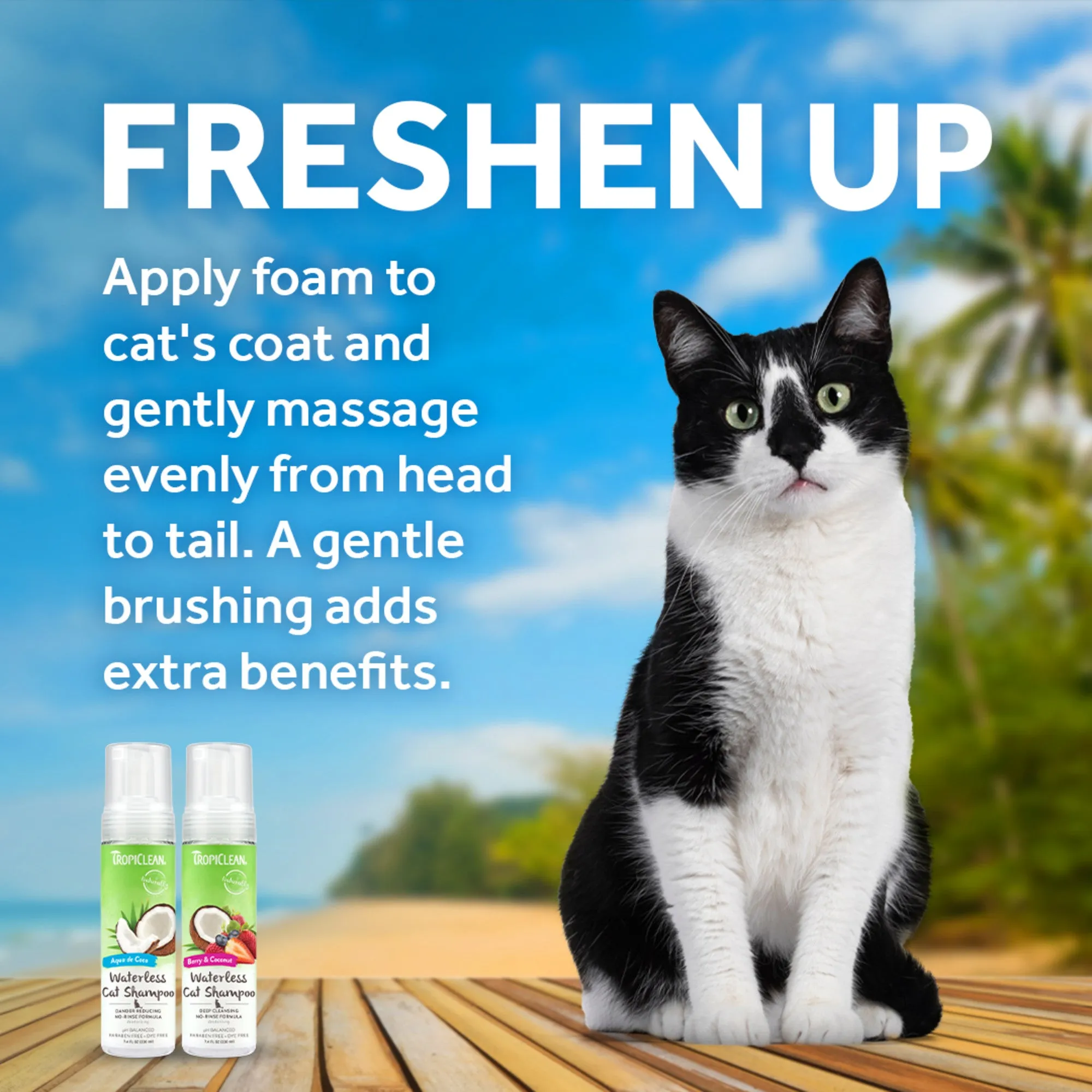 Tropiclean Waterless Shampoo Berry & Coconut 7.4-oz, Cat Shampoo