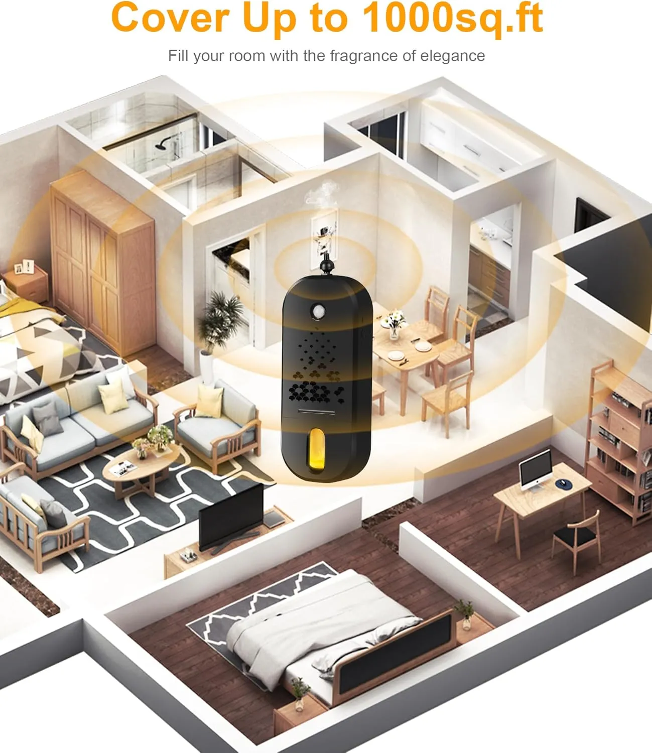 Waterless Diffuser for Essential Oil, Battery Operated Nebulizer Mini Scent Air Machine Aromatherapy Atomizing Diffuser for Home Living Room Hotel Office, No Included Oil